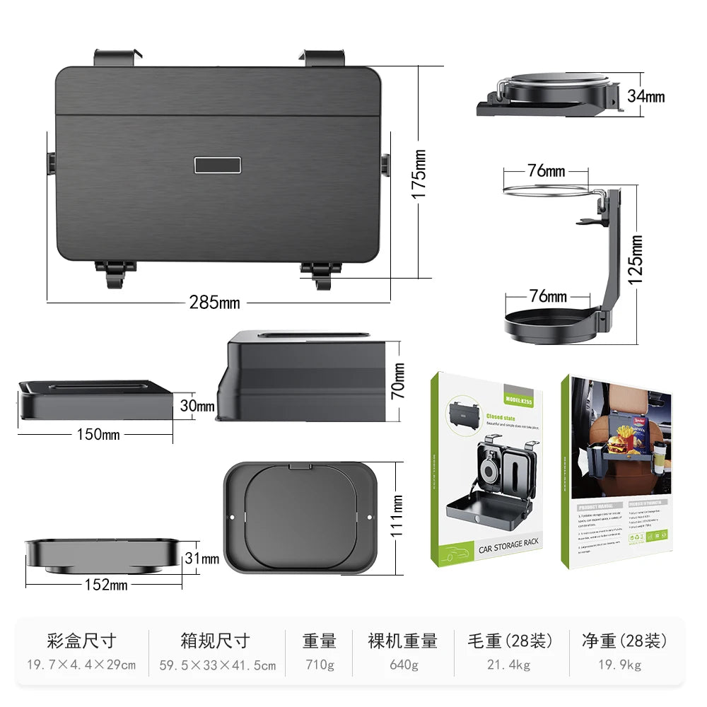 Car Food Travel Tray Multi- Functional Eating Drinking Car Backseat Tray Organizer
