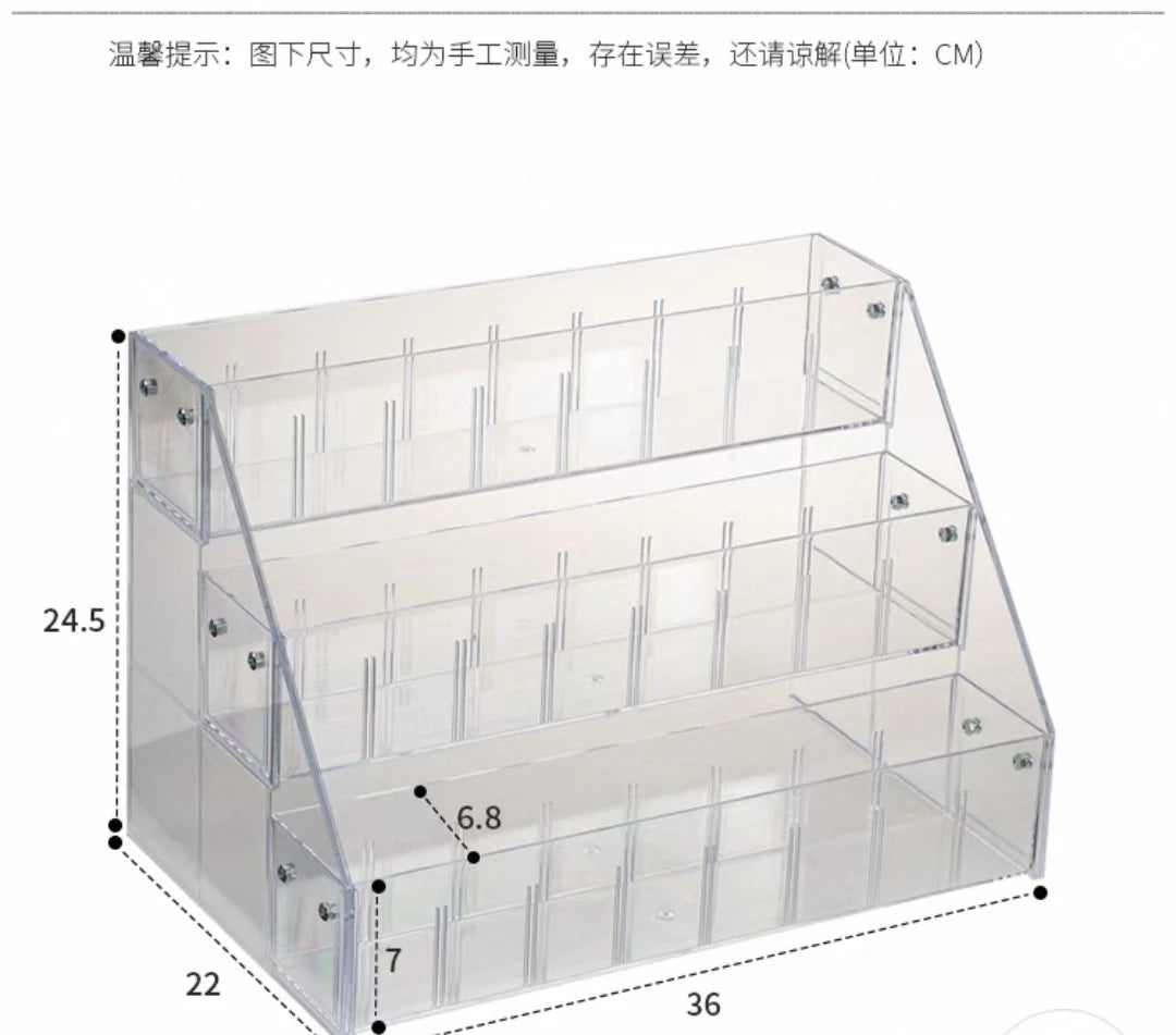 Modern Multi-Layer Acrylic Display Rack for Lipstick Transparent Eco-Friendly Trapezoid