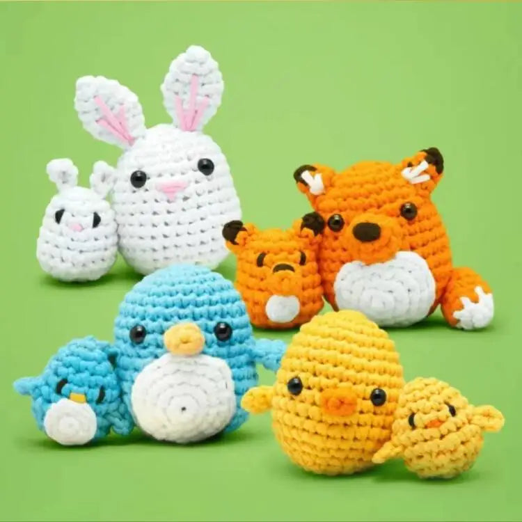 Beginner-Friendly Handmade DIY Crochet Kit Cute Sharks Dinosaurs Plants Wool Yarn Ages
