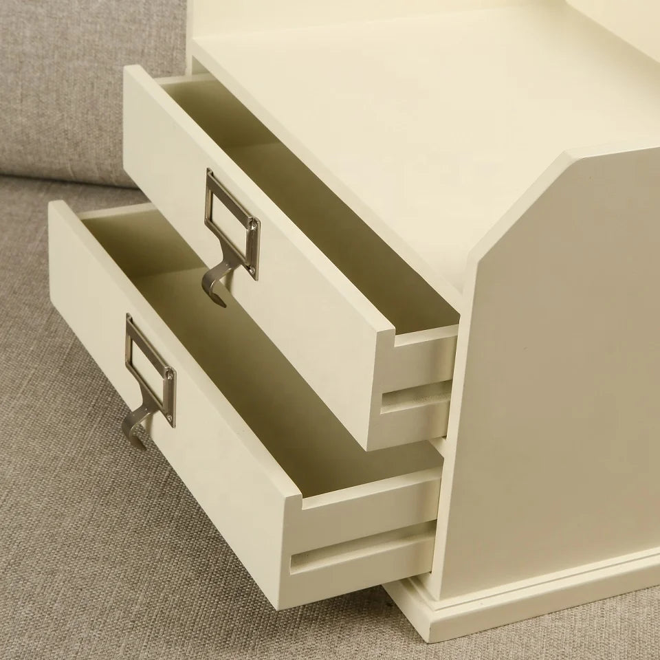 Wooden Desk Organizer Classic Wood Desktop Tabletop Sorter Shelf Rack Stationary Storage