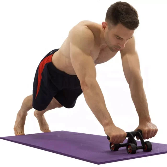 Multi-Function 4 Wheel Abs Roller with Knee Pad Mat Abdominal Wheel Fitness Ab Abdominal