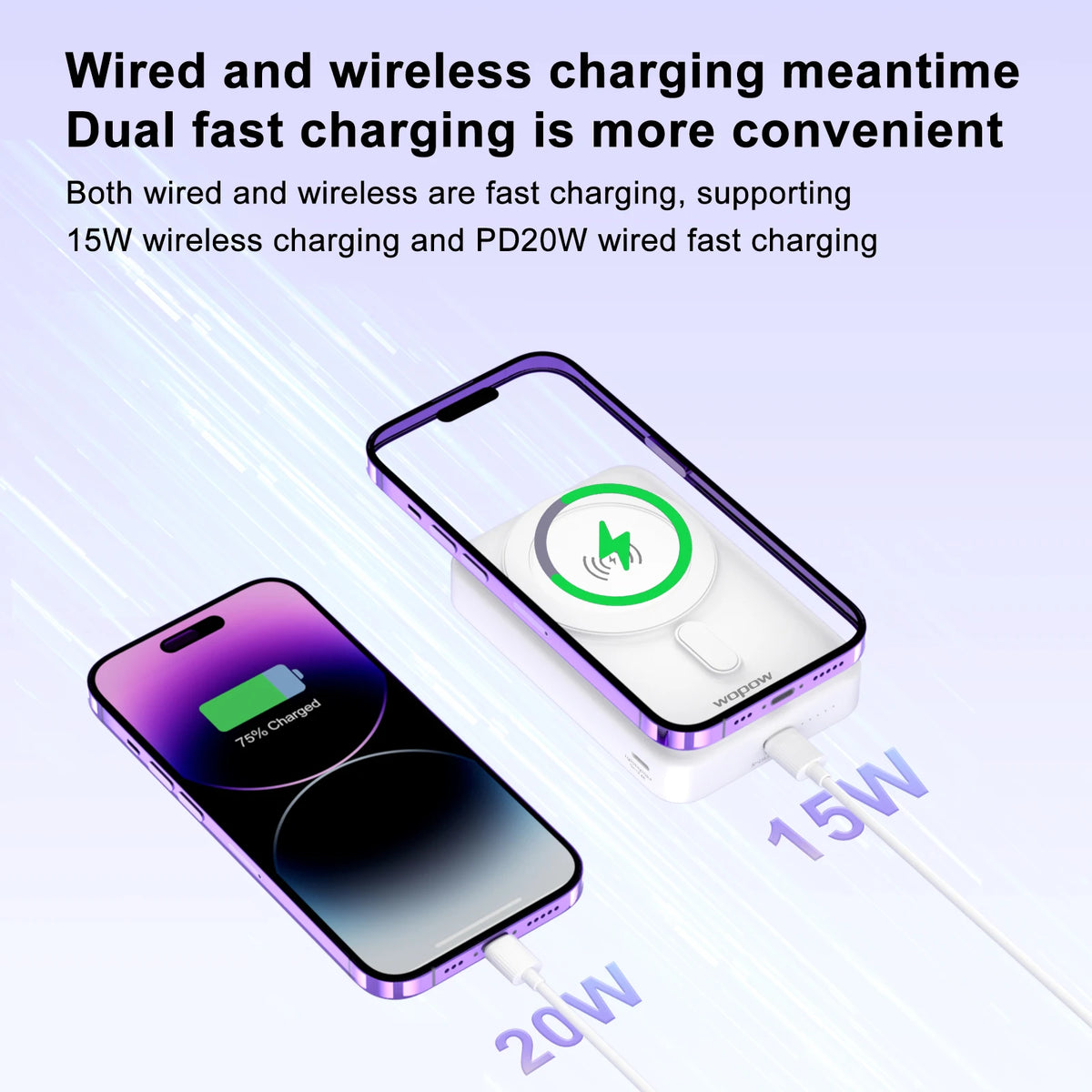 Magnetic Wireless Charging Power Bank with Bracket 10000mAh Battery Compatible for iPhone