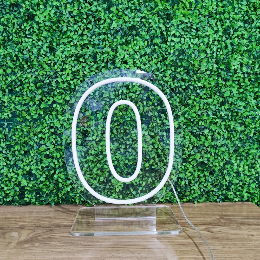 Number LED Neon Sign Large Neon Light Clear Acrylic Backboard Advertising Signage Home