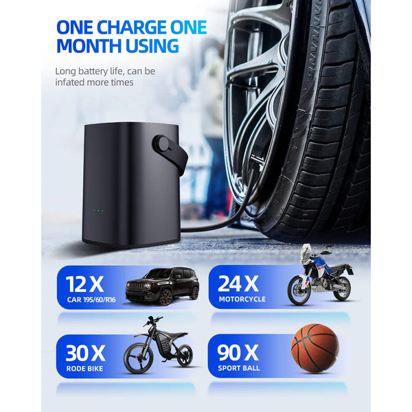Rechargeable Mini Digital Wireless Portable Cordless Car Air Pump Compressor ABS Material