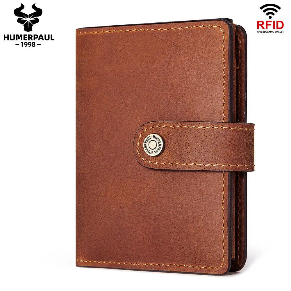 Unisex Fashion Purse Minimalist Aluminum Rfid Wallet Pop Up Credit Card Leather Custom
