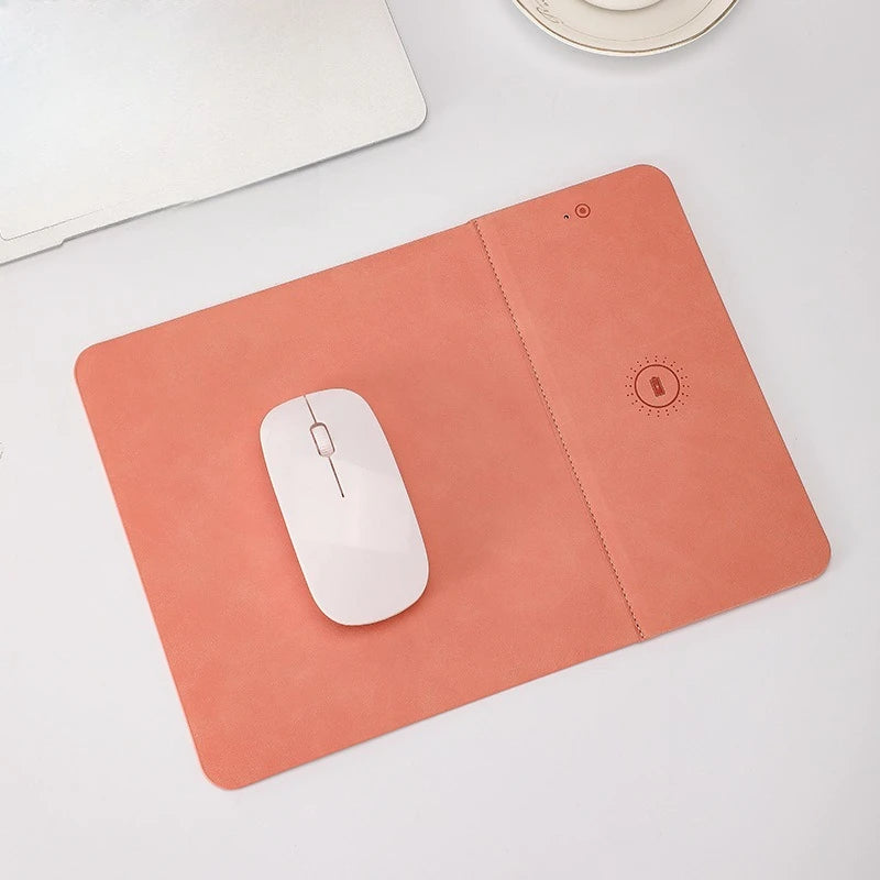 15W Fast Wireless Charging Mouse Pad, Small PU Leather Non-Slip Desk Mat with for Office