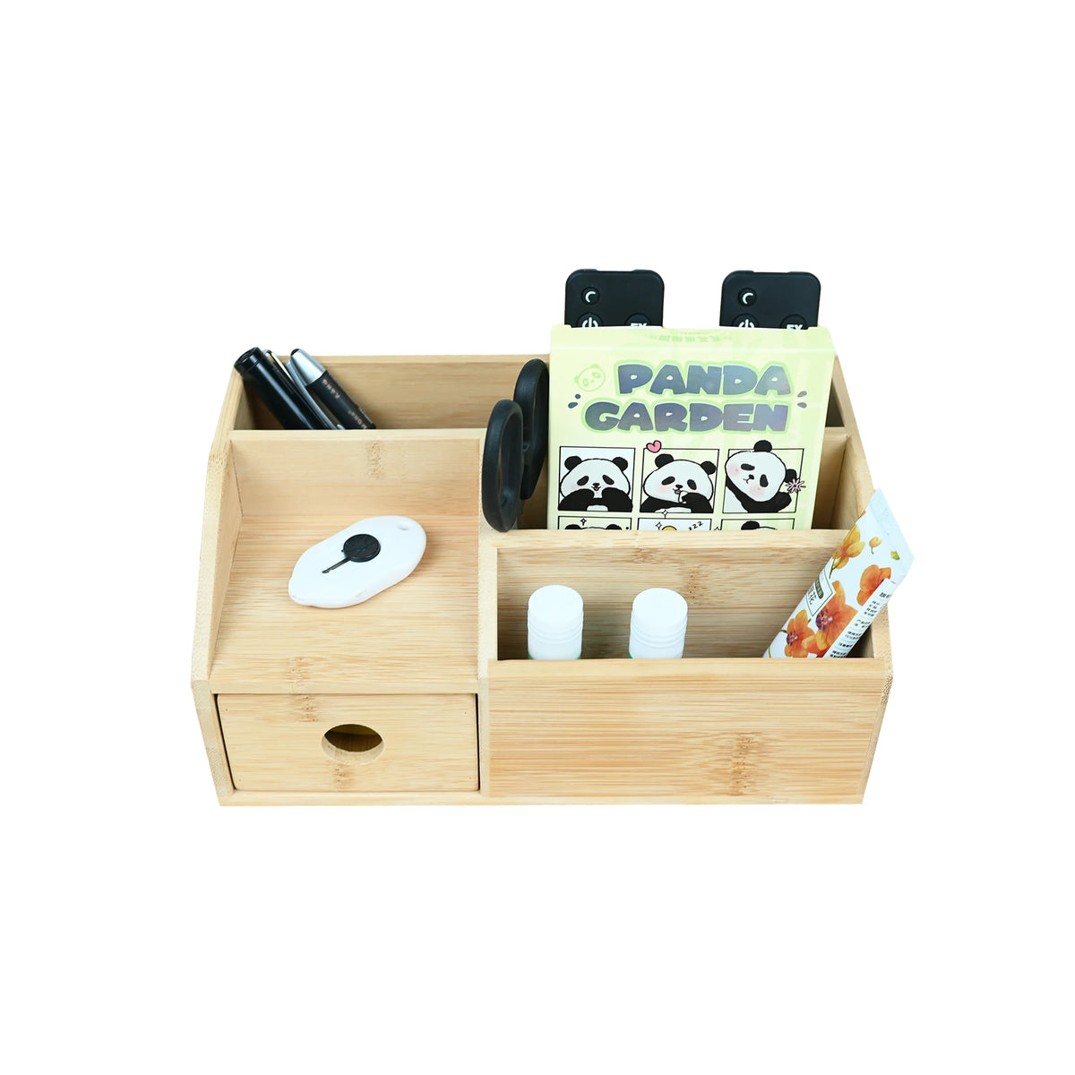 Multifunctional Bamboo Wood Desktop Organizer And Wooden Storage Box Tabletop