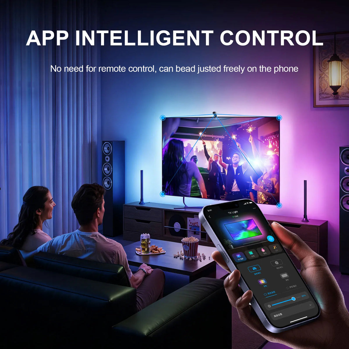 Smart RGBIC TV Ambient Light Sync Box LED Strip Backlight with Camera Music Sync