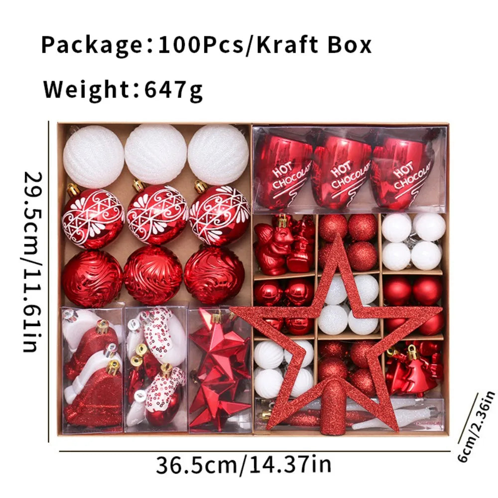 Plastic Christmas Balls Hanging Decorative Gift Set Christmas Bauble Luxury Tree