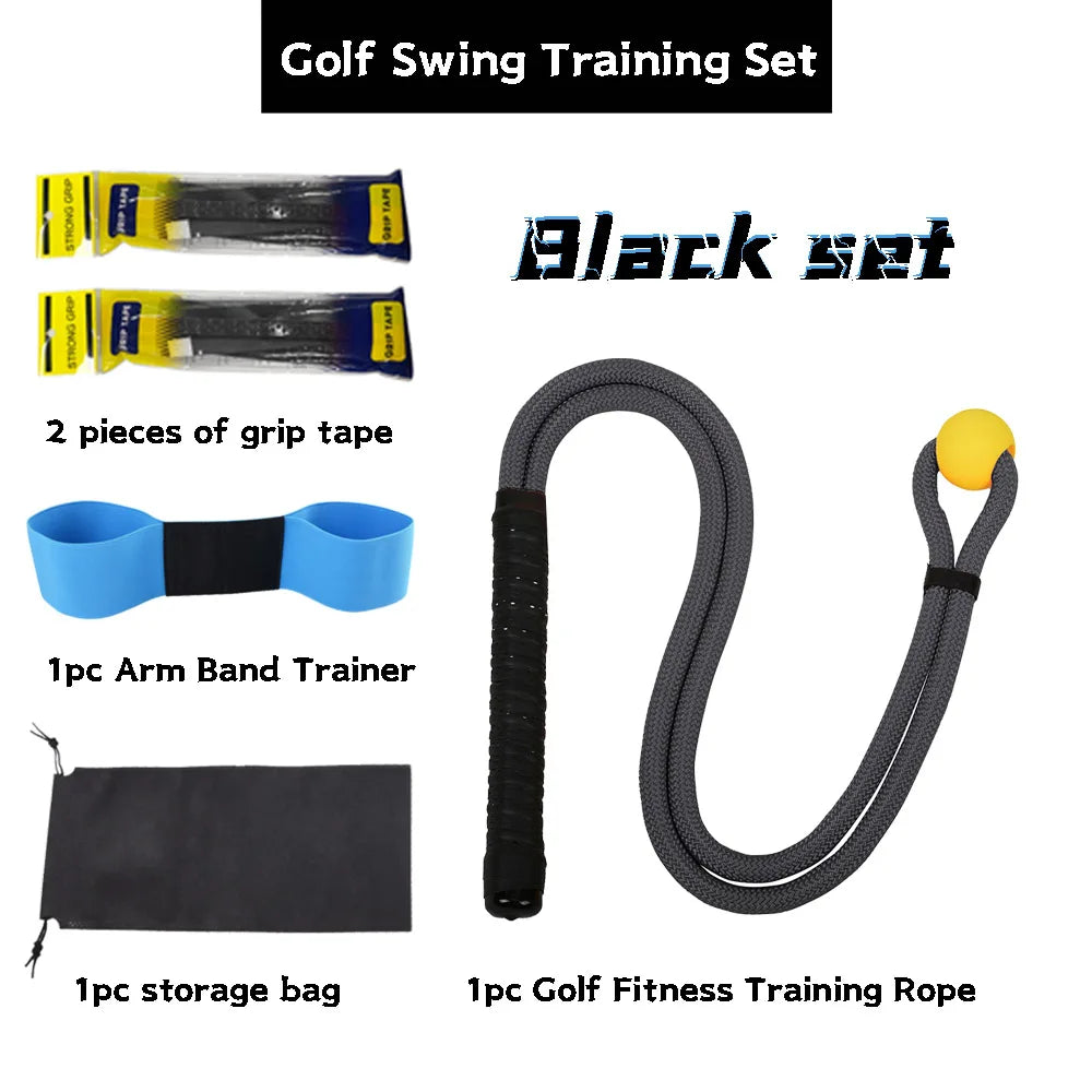Golf Swing Rope Training Aid Fitness Equipment Trainer With Eva Ball for Practice Posture
