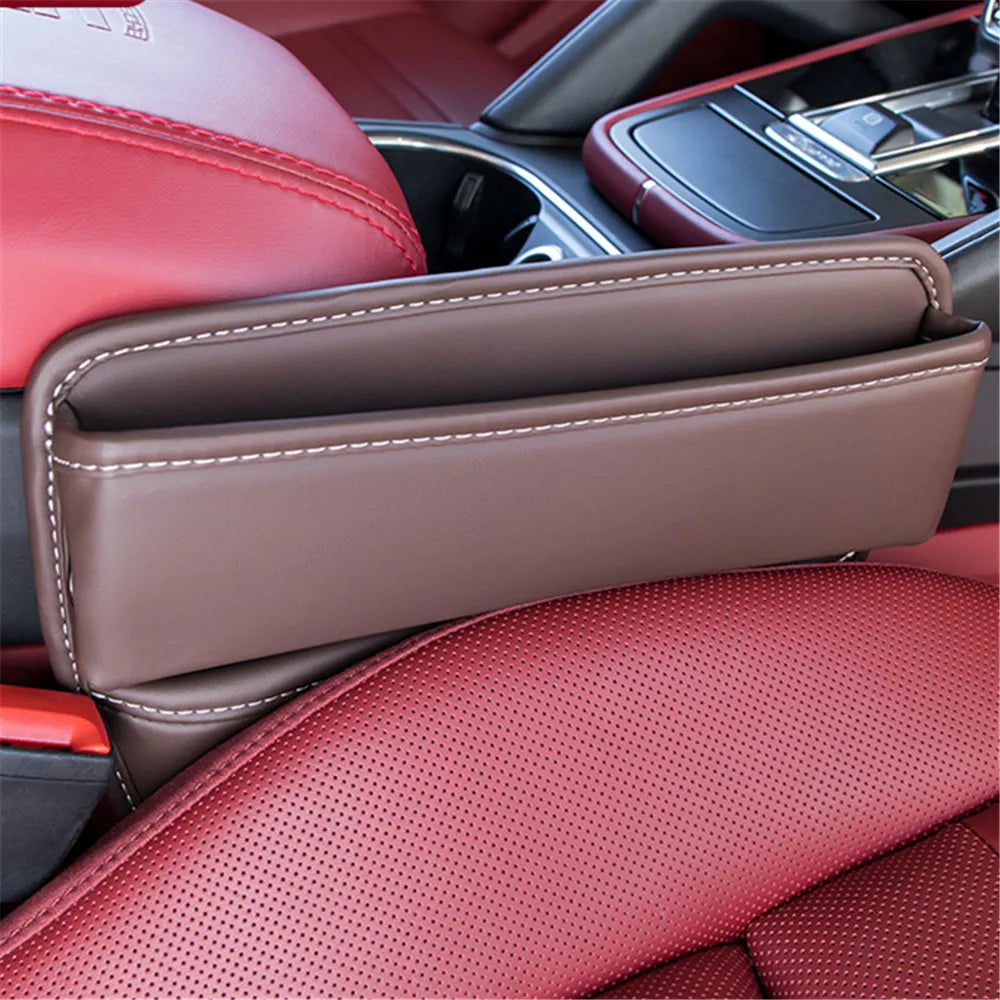 PU Leather Automotive Center Seat Gap Filler Universal Fit Storage Box Seat Side