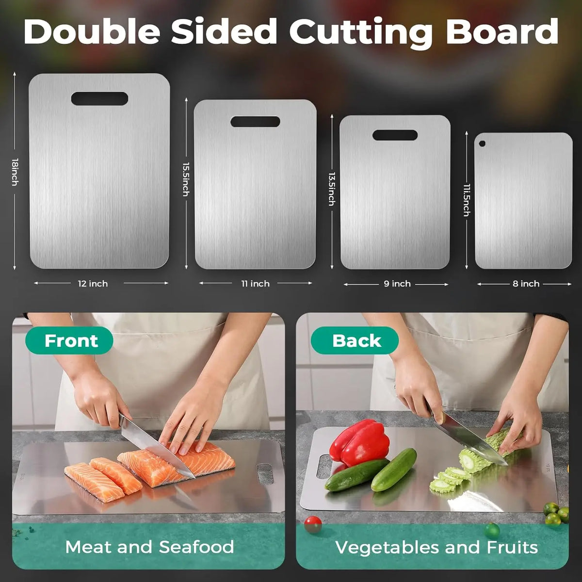Pure Titanium Cutting Board Non-Toxic Antimicrobial Heat Resistant Durable Dishwasher