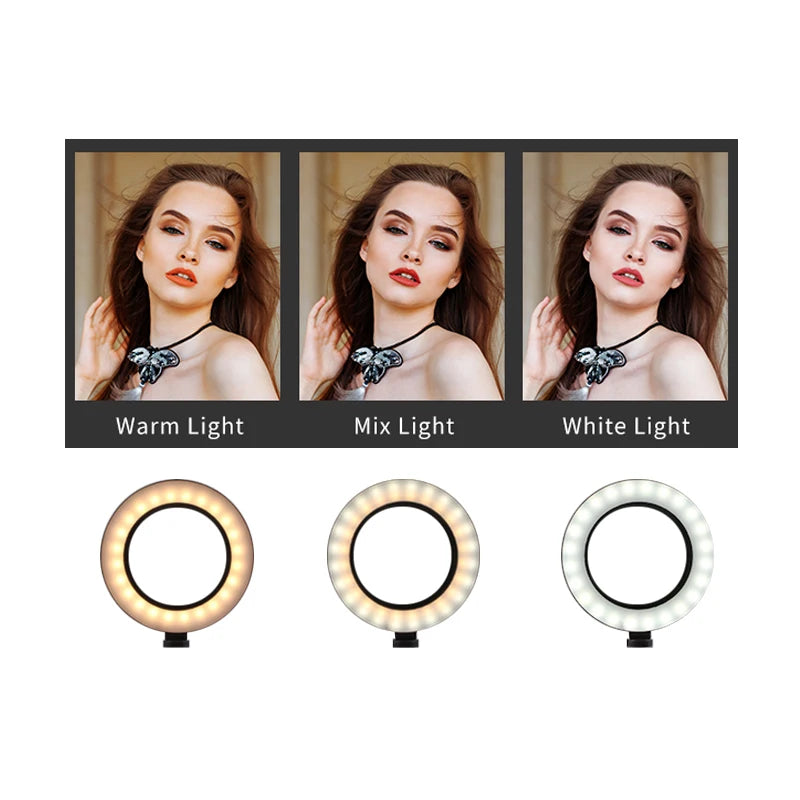 LED Selfie Ring Light Adjustable Phone Holder Tripod Live Stream Video Studio Product