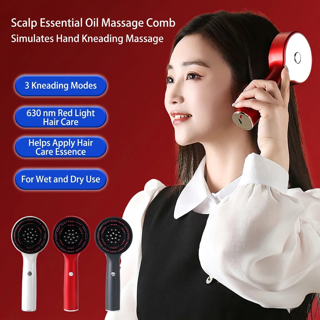 Electric Scalp Massager Brush with Red Light, Hair Care Massage Comb