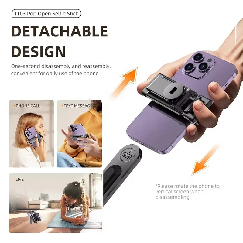 69inch Automatic Pop Open Aluminum Alloy Mobile Phone Tripod Stand TT03 Selfie Stick