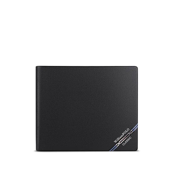 Men'S Minimalist Black Leather Wallet with Open Closure Short RFID Card Holder