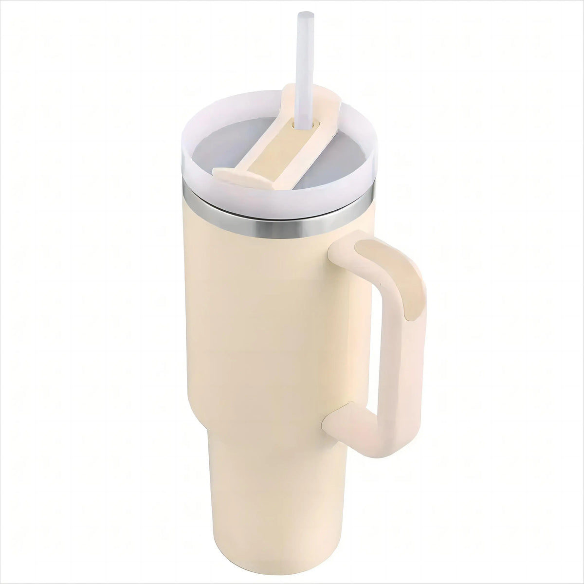 Double Walled Insulated Vacuum Stainless Steel 40Oz Tumbler With Straw Handle And Lid
