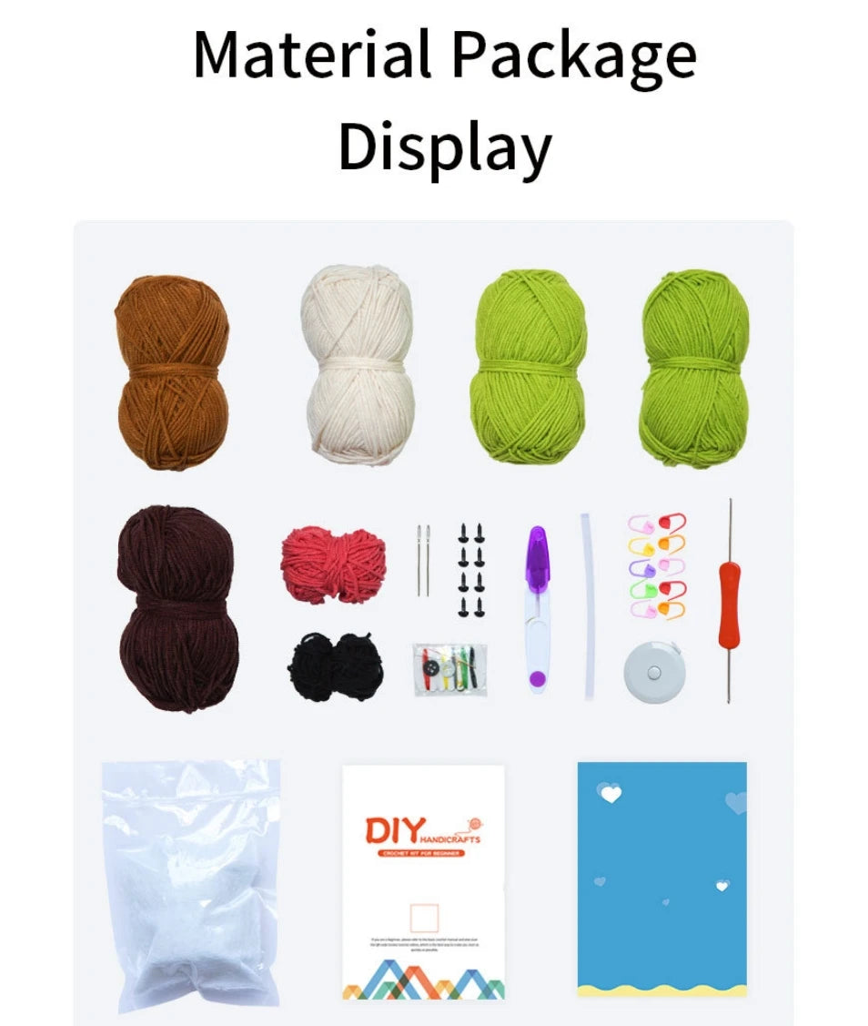 Handmade DIY Crochet Kit for Beginners Cross Yarn Knitting Wool Material Potted Flowers