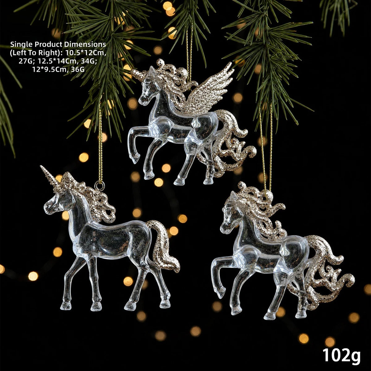 Christmas Ornaments Sequins Acrylic Transparent Snowflake Pendant Hanging Decor Christmas