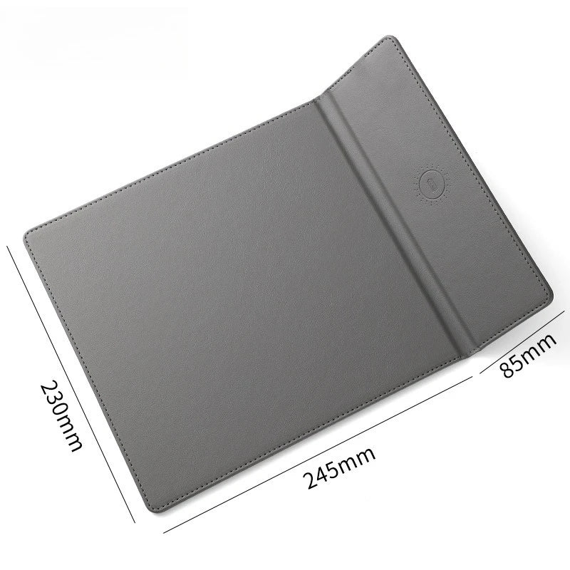 15W Fast Wireless Charging Mouse Pad, Small PU Leather Non-Slip Desk Mat with for Office