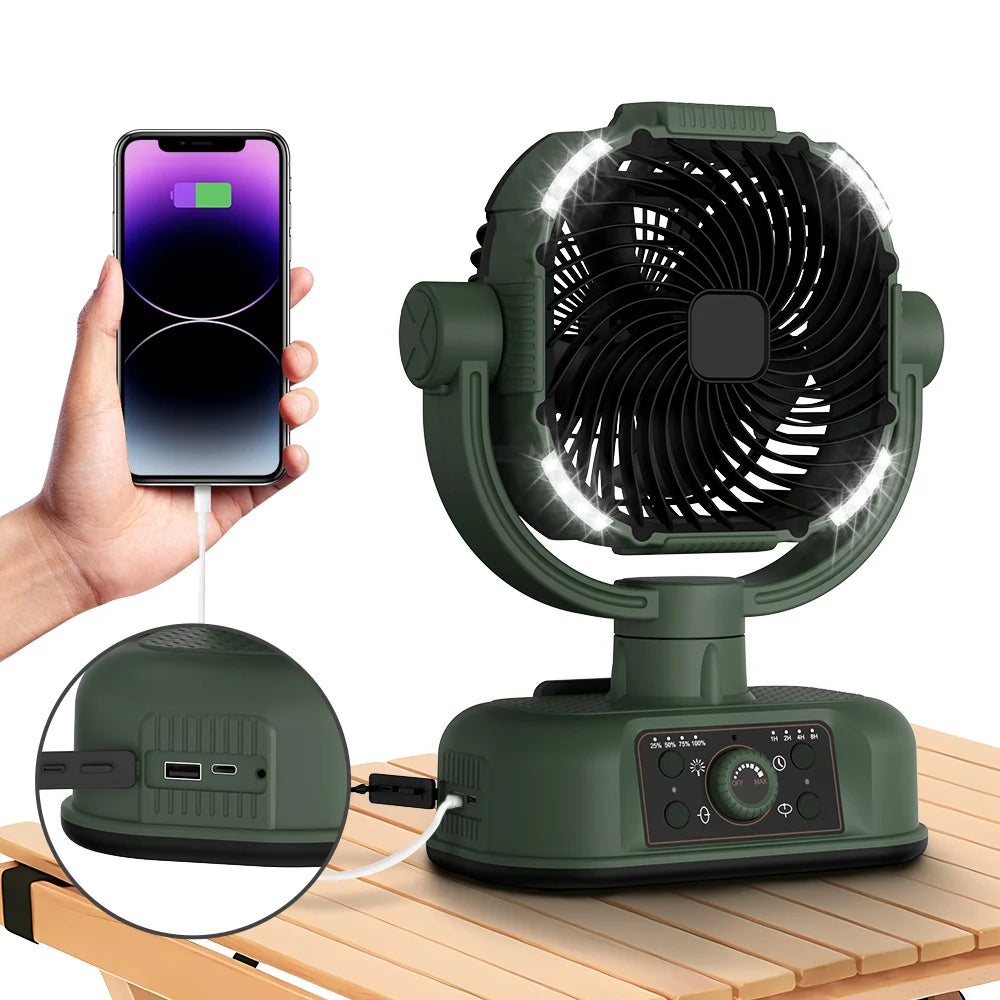 Wall Mounted Outdoor Fan Summer Gift Air-Cooled Fan USB Rechargeable Desktop Portable