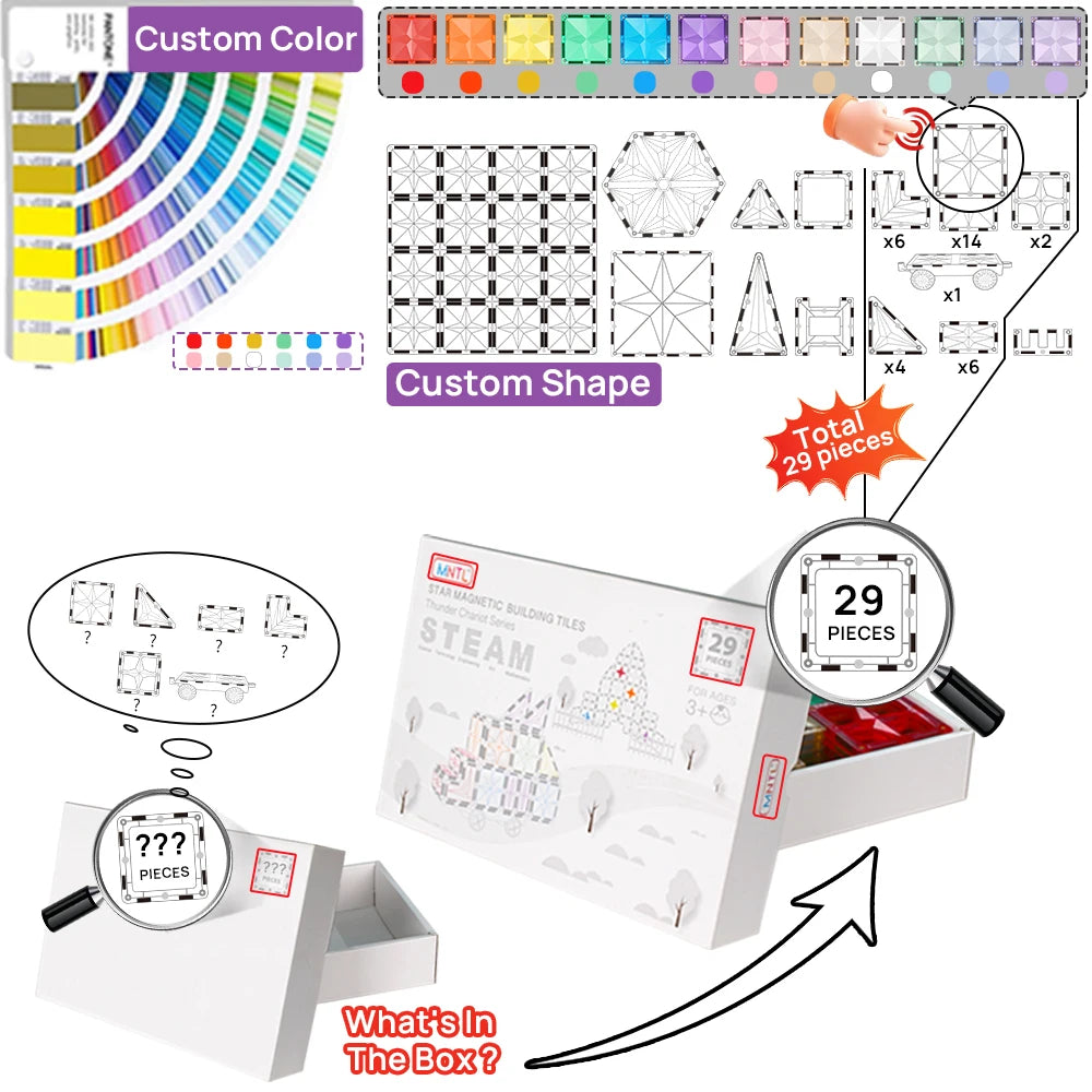 Kids Educational Stem Magnetic Tiles Toys Diy Marble Run 100pcs Magnetic Construction