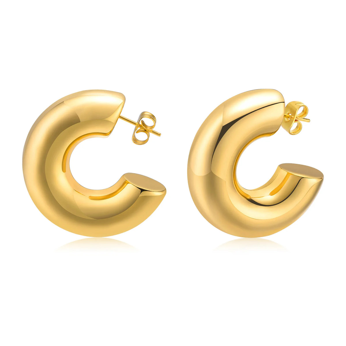 18K Gold Plated Stainless Steel Tarnish-Free Waterproof Hoop Earrings Women'S