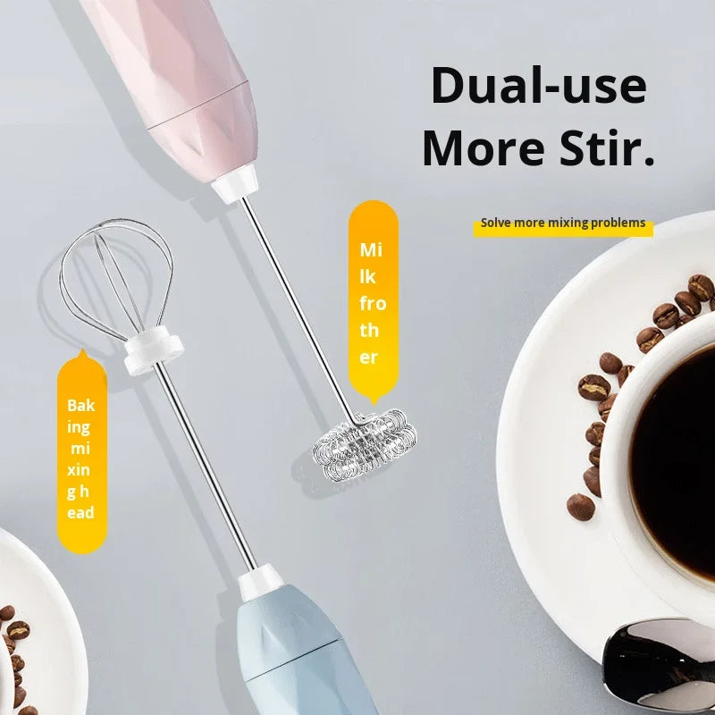 Handheld Electric Plastic Egg Beater Coffee Stirrer Milk Frother USB-Charged For Milk