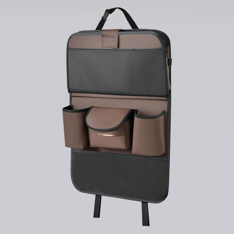 Leather Car Seat Back Storage Bag Rear Storage Box Dining Table Hanging Portable Back