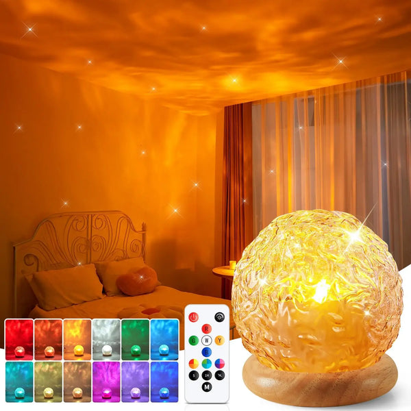 Modern Remote Control 3-in-1 Sunset Ocean Wave Lamp Northern Projector Rechargeable LED