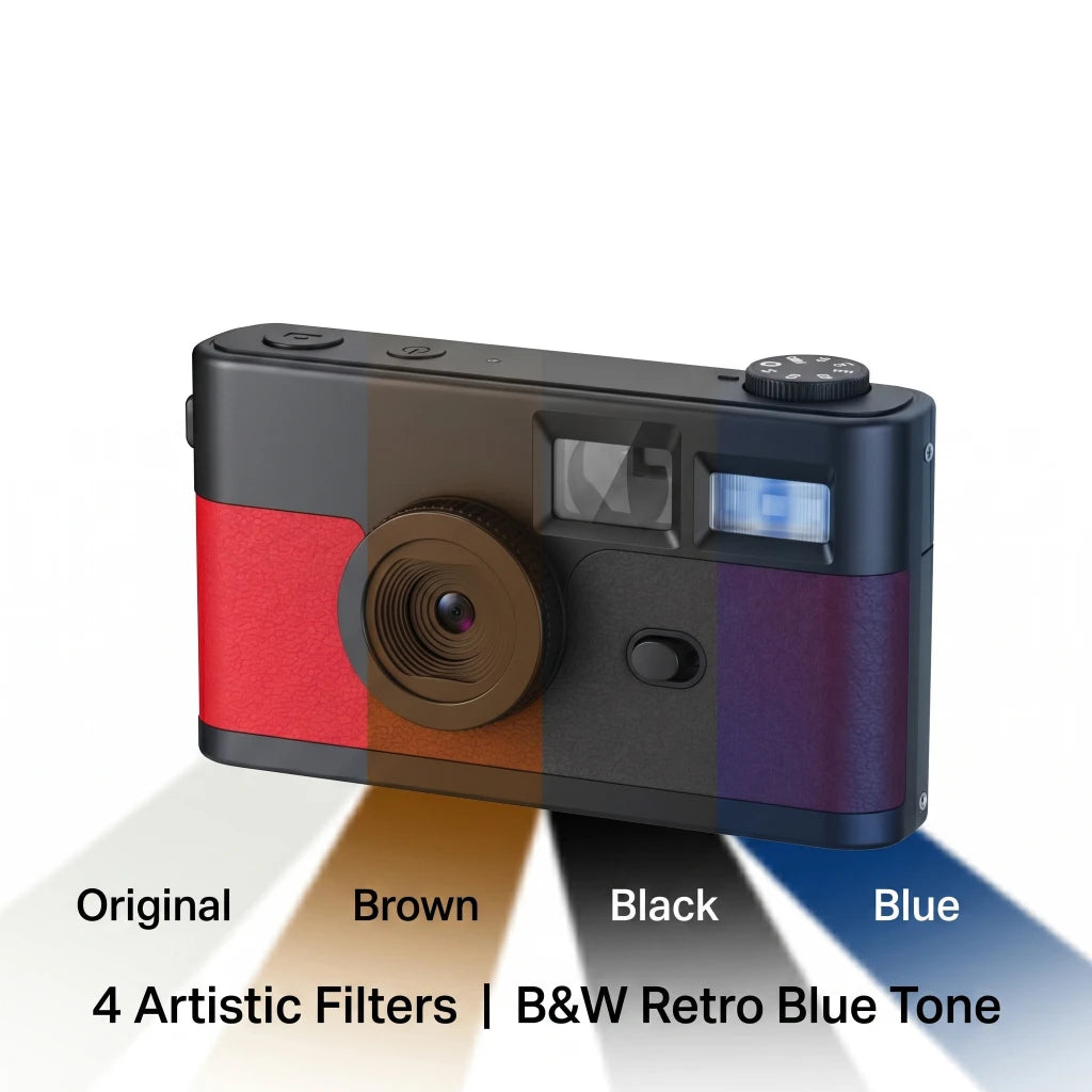 Vintage Style Point and Shoot Camera 13MP 1080P with Retro Filter ELS Anti Shake Screen
