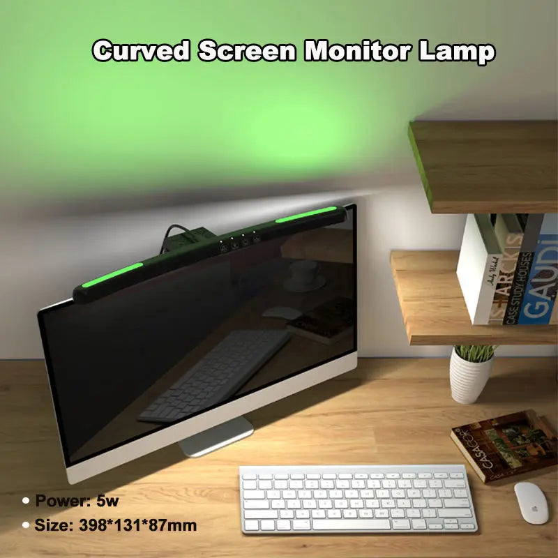 Curved Screenbar Monitor Light Touch Control White 3-Mode 7 Backlight Office Gaming USB