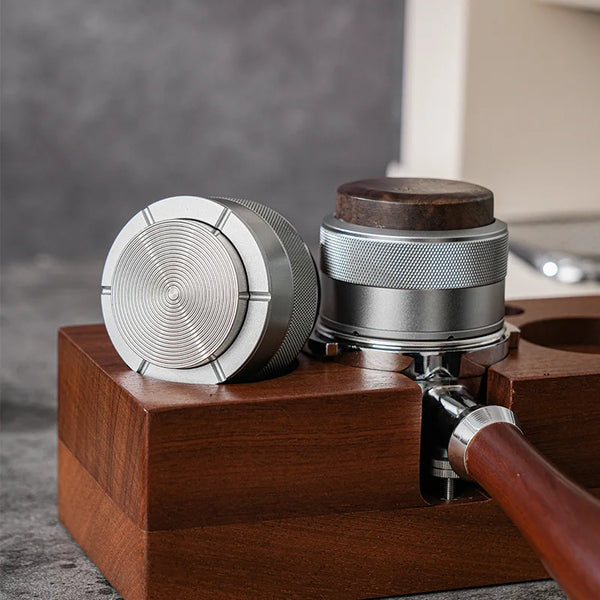 Aluminum Alloy Coffee Distributor & Tamper with Wood Handle Constant Pressure Adjustable
