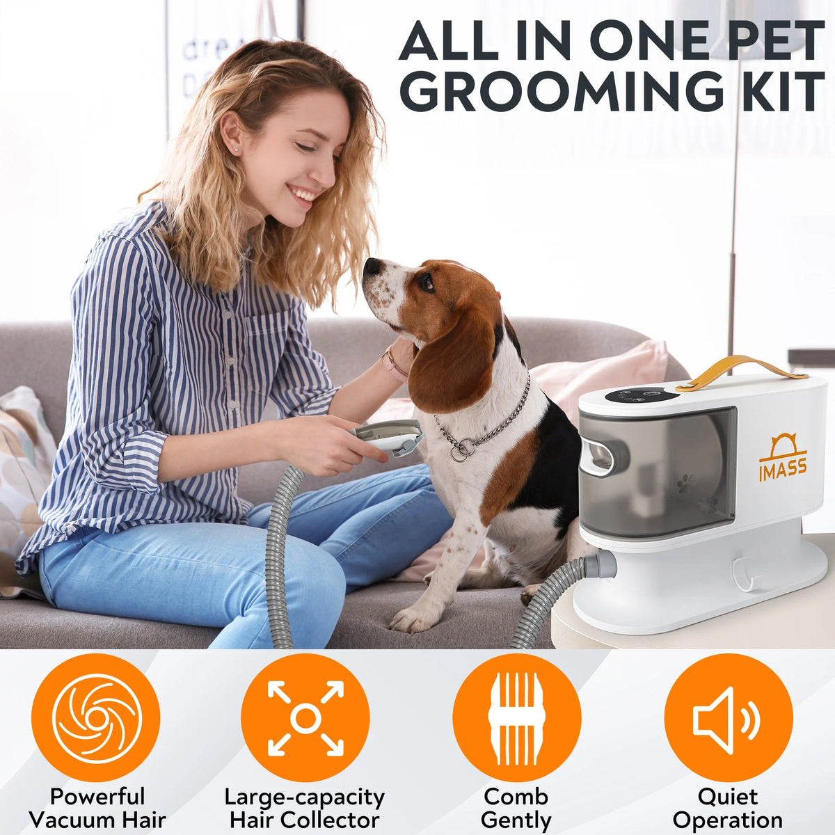 Customizable Set Vacuum Hair Removal Clippers Pet Grooming Tools Including Dog Cat
