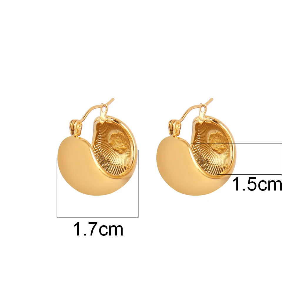316L Statement Stainless Steel Geometric Huggie Earrings 18K Gold Plated Trendy Metal