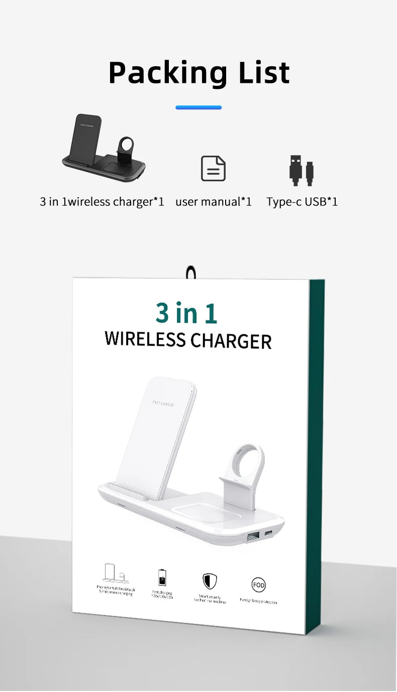 3-in-1 Wireless Charging Station Dock for iPhone 13/13 Pro/13 Pro Max