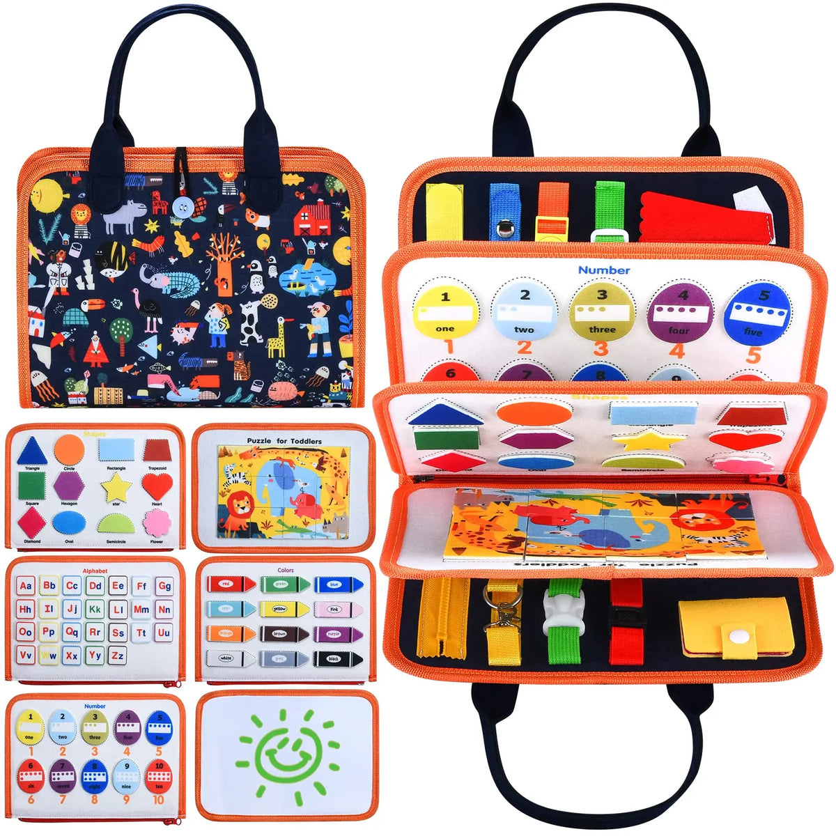 Felt Montessori Kids Educational Learning Busy Board Plane Car Rides Travel Busy Book Toy