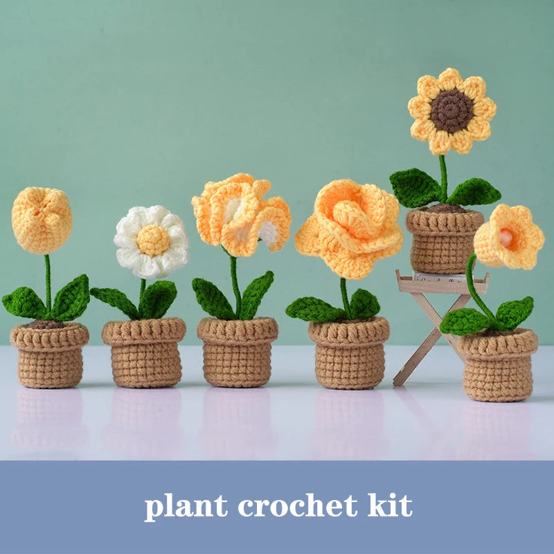 Sale Handmade DIY Crafts Beginners Full Needlework Decorative Plant Flower Crochet Kit