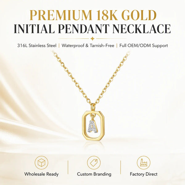 Custom Jewelry Letter Pendant Necklace 18K Gold Plated Stainless Steel Necklace Fashion