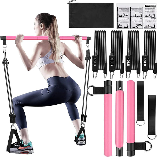 Harbour Pilates Bar Kit With Resistance Bands Pilates Bar Workout Equipment for Legs Hip