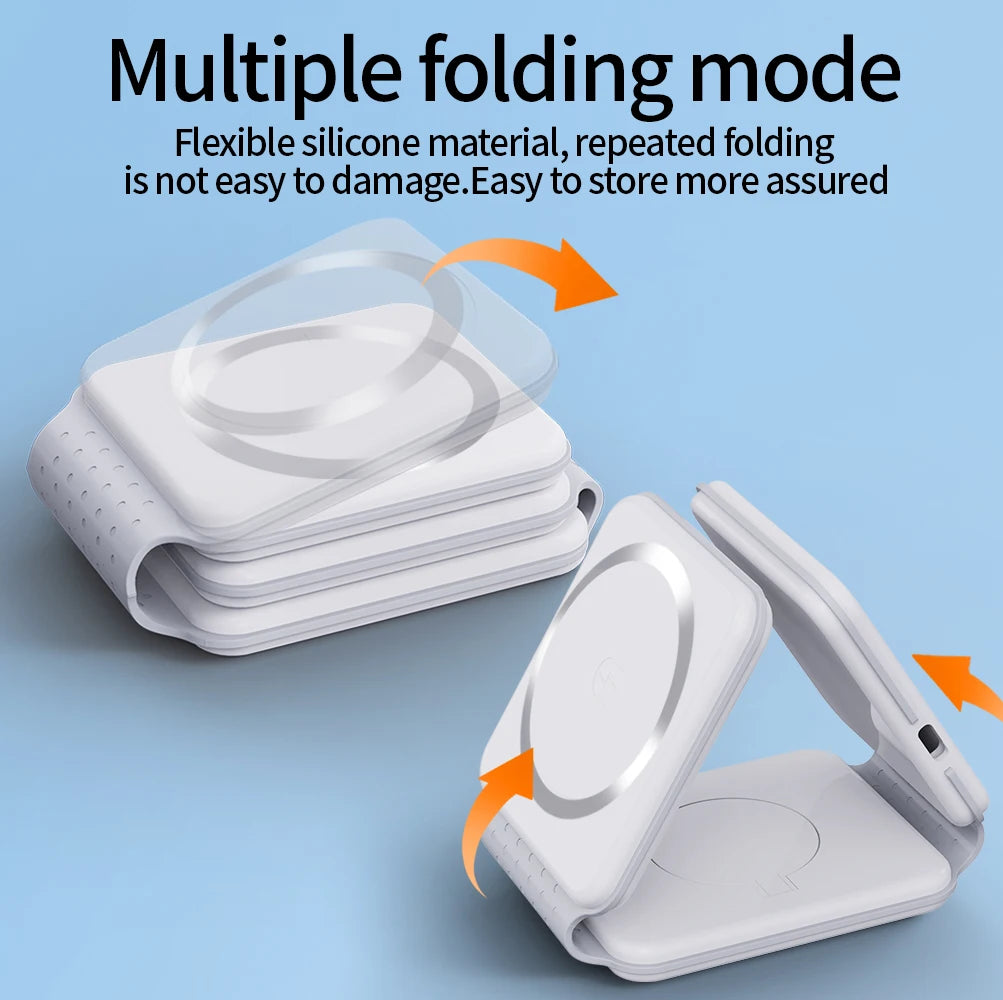 Customized Multifunction Foldable 15W Fast Charging Station 3 in 1 Strong Magnetic