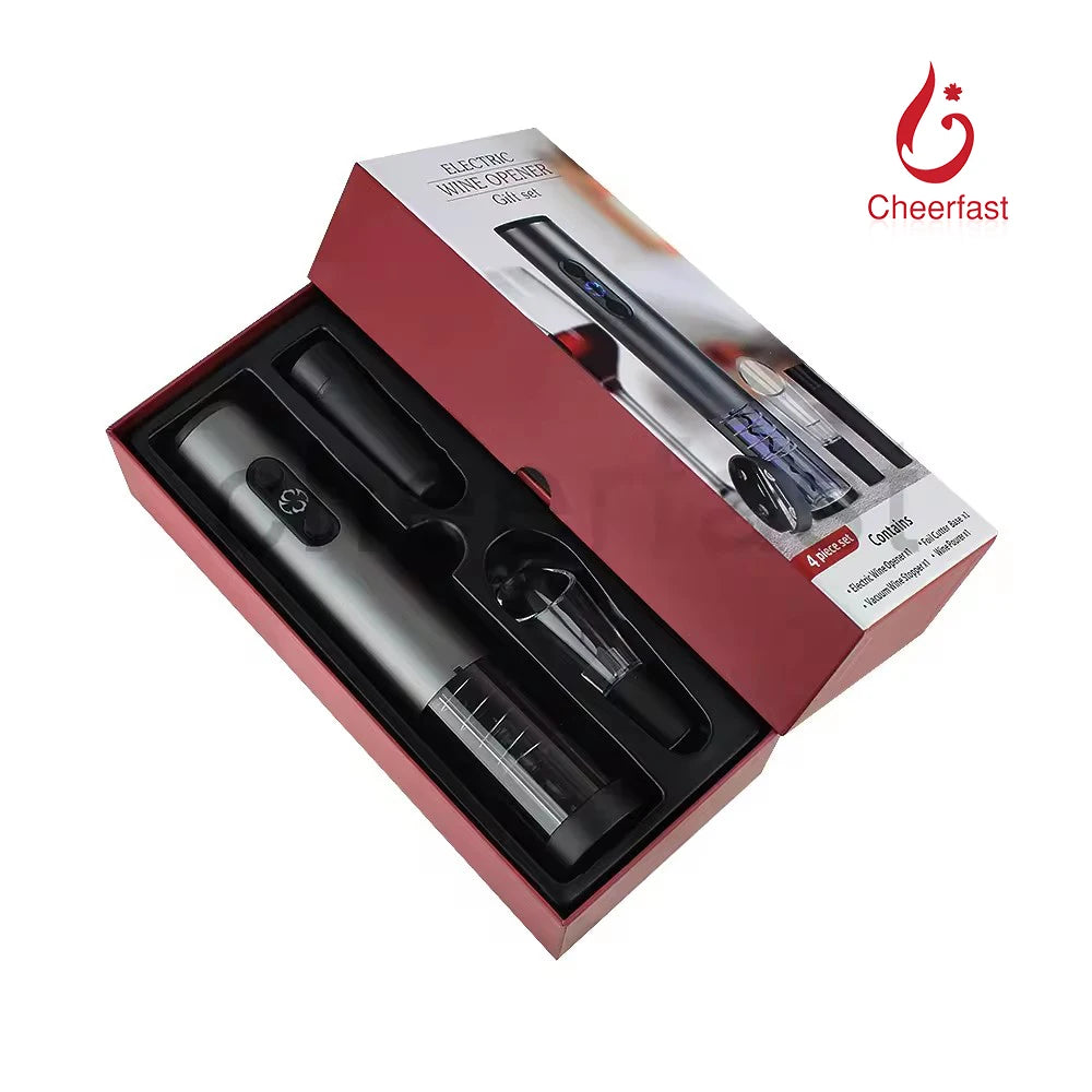 Sample Support Black Wine Opener Rechargeable With Wine Pourer Foil Cutter Stopper Usb