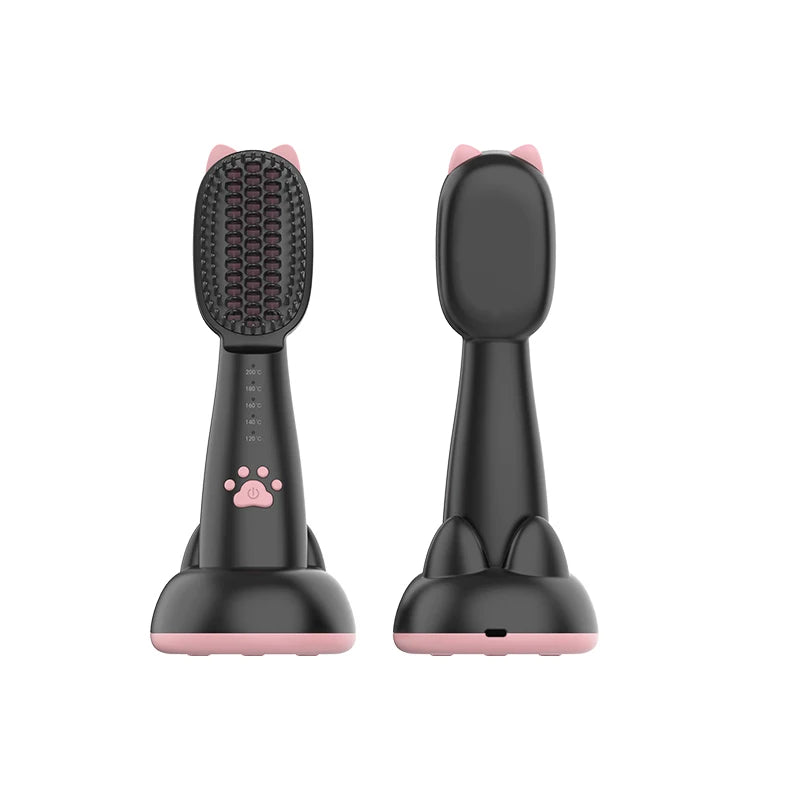 2 in 1 Portable Mini Hair Straightening USB Rechargeable Comb Hot Hair Straightener Brush