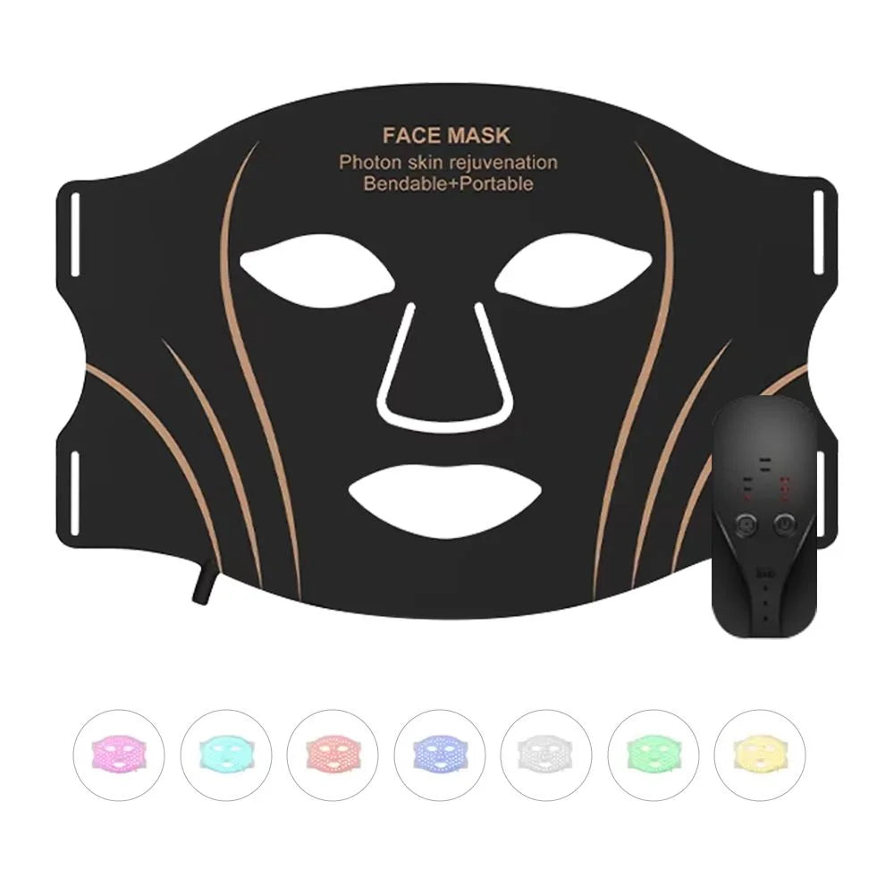 Rechargeable LED Face Mask with 460/590/630/850nm Light and Adjustable Timer