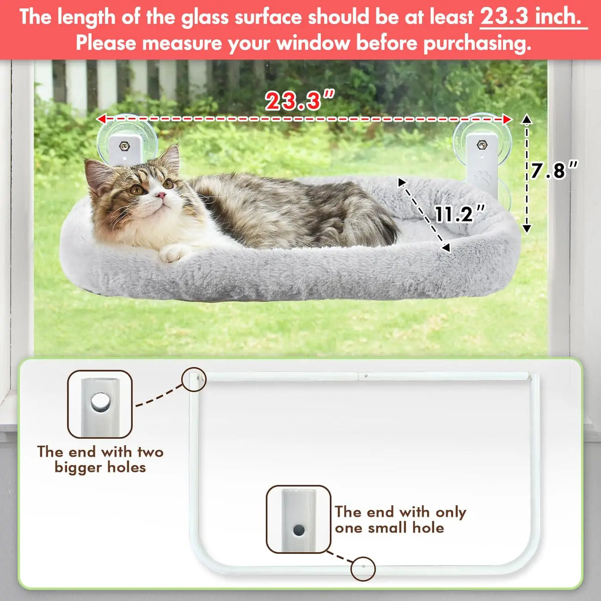 Custom Cordless Cat Window Perch with Metal Frame and Soft Cover Foldable Cat Hammock