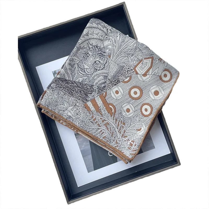 New Fashion Silk Scarf Printing Luxury Silk Wool Scarf for Women and Bags