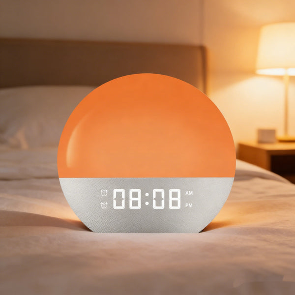 Sunrise Wake Up Light Alarm Clock FM Radio White Noise Sleep Sounds 7-Color Night Lamp