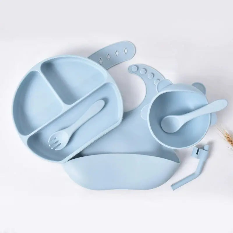 BPA-Free Silicone Baby Feeding Set for Training Infant Weaning Eating Utensils