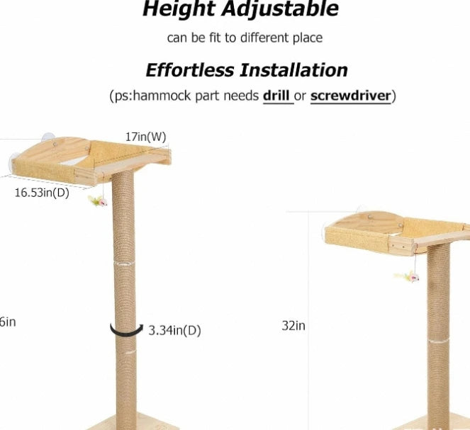 Modern Plush Wooden Cat Climbing Scratcher Inside Cat Climber Perch Hammock Cat Sleeping