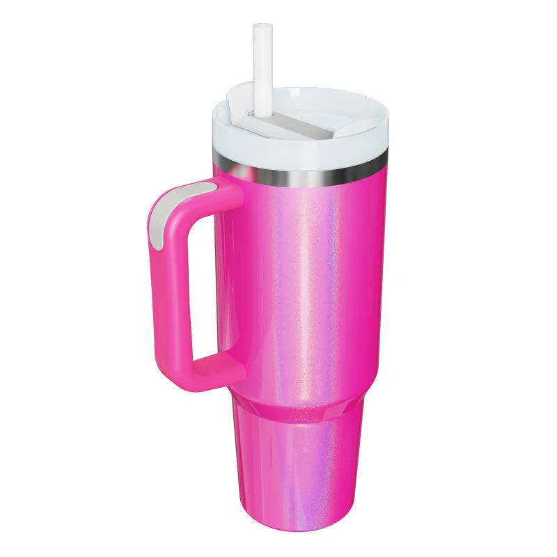 304 Stainless Steel 40oz Double Wall Vacuum Insulated Tumbler with Straw and Hand Grip